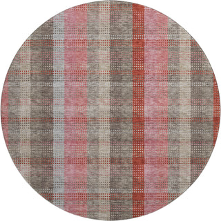 Piper Looms Mayfield Plaid AMF966 Red Machine Washable Area Rug Round Main Image