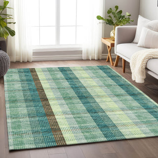 Piper Looms Mayfield Plaid AMF966 Sage Machine Washable Area Rug Lifestyle Image Feature