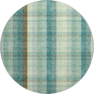 Piper Looms Mayfield Plaid AMF966 Sage Machine Washable Area Rug Round Main Image