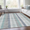 Piper Looms Mayfield Plaid AMF966 Silver Machine Washable Area Rug Lifestyle Image Feature