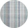 Piper Looms Mayfield Plaid AMF966 Silver Machine Washable Area Rug Round Main Image