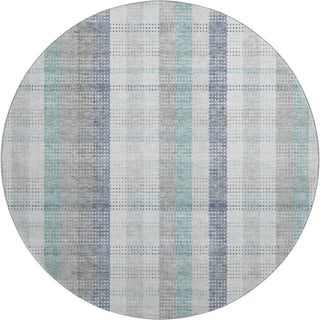 Piper Looms Mayfield Plaid AMF966 Silver Machine Washable Area Rug Round Main Image