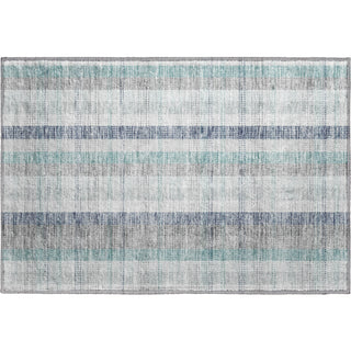 Piper Looms Mayfield Plaid AMF966 Silver Machine Washable Area Rug Scatter Main Image