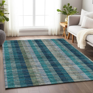 Piper Looms Mayfield Plaid AMF966 Teal Machine Washable Area Rug Lifestyle Image Feature