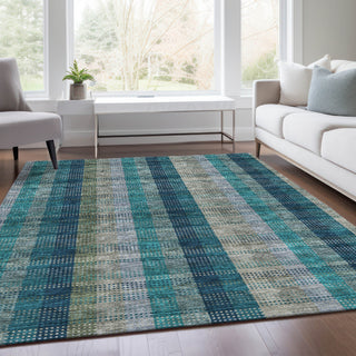 Piper Looms Mayfield Plaid AMF966 Teal Machine Washable Area Rug Lifestyle Image Feature