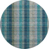 Piper Looms Mayfield Plaid AMF966 Teal Machine Washable Area Rug Round Main Image