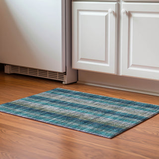 Piper Looms Mayfield Plaid AMF966 Teal Machine Washable Area Rug Scatter Lifestyle Image Feature