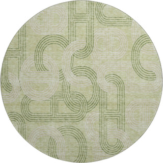 Piper Looms Mayfield Geometric AMF967 Aloe Machine Washable Area Rug Round Main Image