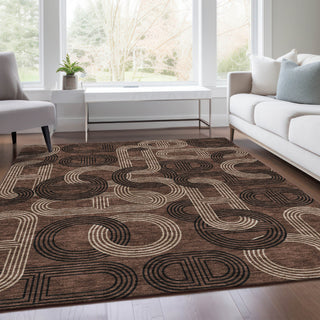 Piper Looms Mayfield Geometric AMF967 Chocolate Machine Washable Area Rug Lifestyle Image Feature