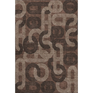 Piper Looms Mayfield Geometric AMF967 Chocolate Machine Washable Area Rug main image