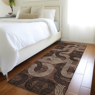 Piper Looms Mayfield Geometric AMF967 Chocolate Machine Washable Area Rug Runner Lifestyle Image Feature