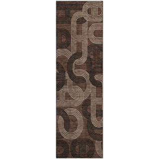 Piper Looms Mayfield Geometric AMF967 Chocolate Machine Washable Area Rug Runner Main Image