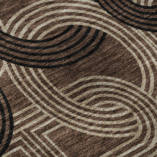 Piper Looms Mayfield Geometric AMF967 Chocolate Machine Washable Area Rug Swatch Image