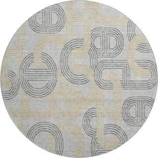 Piper Looms Mayfield Geometric AMF967 Gray Machine Washable Area Rug Round Main Image