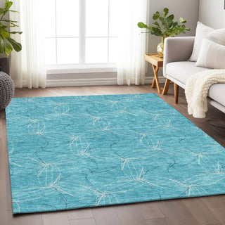 Piper Looms Mayfield Geometric AMF968 Aqua Machine Washable Area Rug Lifestyle Image Feature