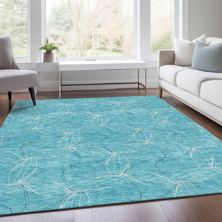 Piper Looms Mayfield Geometric AMF968 Aqua Machine Washable Area Rug Lifestyle Image Feature