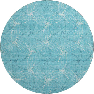 Piper Looms Mayfield Geometric AMF968 Aqua Machine Washable Area Rug Round Main Image