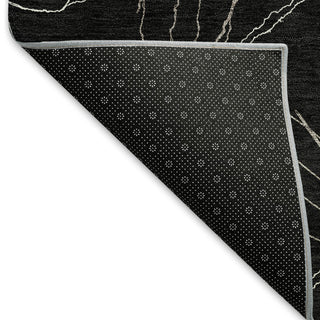 Piper Looms Mayfield Geometric AMF968 Black Machine Washable Area Rug Backing Image