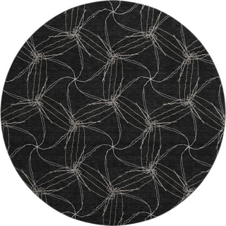 Piper Looms Mayfield Geometric AMF968 Black Machine Washable Area Rug Round Main Image