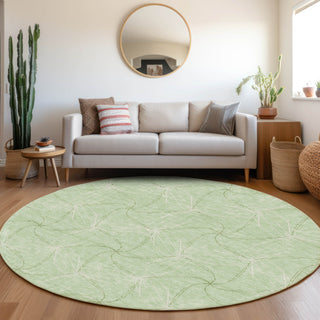 Piper Looms Mayfield Geometric AMF968 Mint Machine Washable Area Rug Round Lifestyle Image Feature