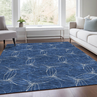Piper Looms Mayfield Geometric AMF968 Navy Machine Washable Area Rug Lifestyle Image Feature