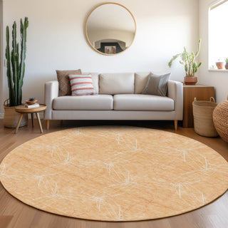 Piper Looms Mayfield Geometric AMF968 Peach Machine Washable Area Rug Round Lifestyle Image Feature
