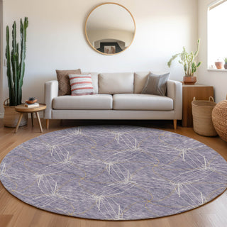 Piper Looms Mayfield Geometric AMF968 Purple Machine Washable Area Rug Round Lifestyle Image Feature