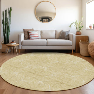 Piper Looms Mayfield Geometric AMF968 Wheat Machine Washable Area Rug Round Lifestyle Image Feature