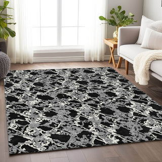 Piper Looms Mayfield Abstract AMF969 Black Machine Washable Area Rug Lifestyle Image Feature