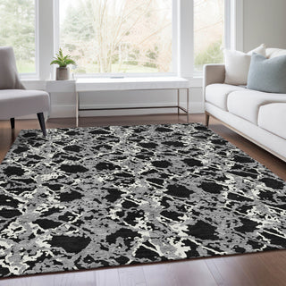 Piper Looms Mayfield Abstract AMF969 Black Machine Washable Area Rug Lifestyle Image Feature