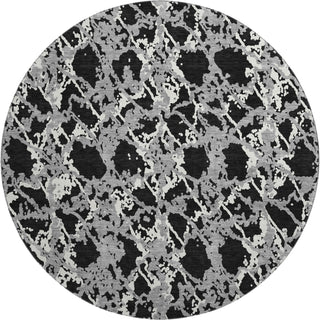 Piper Looms Mayfield Abstract AMF969 Black Machine Washable Area Rug Round Main Image