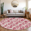 Piper Looms Mayfield Abstract AMF969 Blush Machine Washable Area Rug Round Lifestyle Image Feature