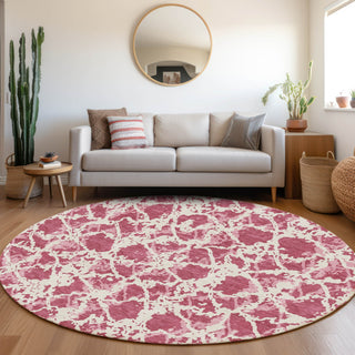 Piper Looms Mayfield Abstract AMF969 Blush Machine Washable Area Rug Round Lifestyle Image Feature