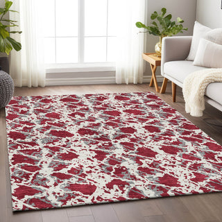 Piper Looms Mayfield Abstract AMF969 Burgundy Machine Washable Area Rug Lifestyle Image Feature