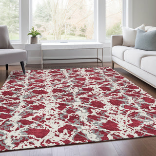 Piper Looms Mayfield Abstract AMF969 Burgundy Machine Washable Area Rug Lifestyle Image Feature
