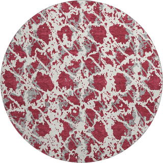 Piper Looms Mayfield Abstract AMF969 Burgundy Machine Washable Area Rug Round Main Image