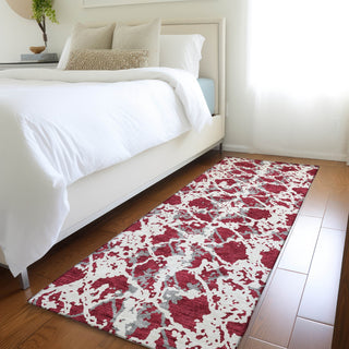 Piper Looms Mayfield Abstract AMF969 Burgundy Machine Washable Area Rug Runner Lifestyle Image Feature