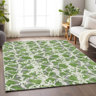 Piper Looms Mayfield Abstract AMF969 Green Machine Washable Area Rug Lifestyle Image Feature