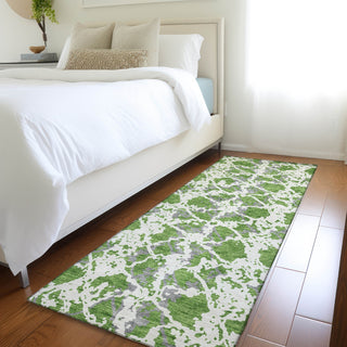 Piper Looms Mayfield Abstract AMF969 Green Machine Washable Area Rug Runner Lifestyle Image Feature