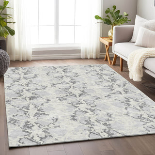 Piper Looms Mayfield Abstract AMF969 Silver Machine Washable Area Rug Lifestyle Image Feature