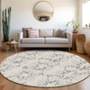 Piper Looms Mayfield Abstract AMF969 Silver Machine Washable Area Rug Round Lifestyle Image Feature