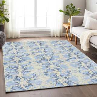 Piper Looms Mayfield Abstract AMF969 Sky Machine Washable Area Rug Lifestyle Image Feature