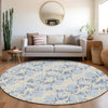 Piper Looms Mayfield Abstract AMF969 Sky Machine Washable Area Rug Round Lifestyle Image Feature