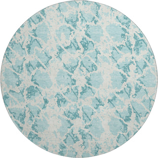 Piper Looms Mayfield Abstract AMF969 Teal Machine Washable Area Rug Round Main Image