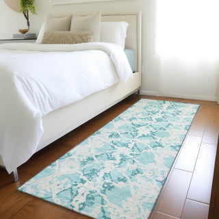 Piper Looms Mayfield Abstract AMF969 Teal Machine Washable Area Rug Runner Lifestyle Image Feature