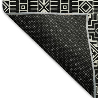 Piper Looms Mayfield Southwest AMF970 Black Machine Washable Area Rug Backing Image