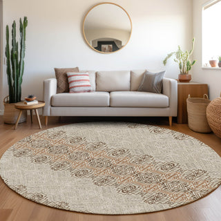 Piper Looms Mayfield Southwest AMF970 Brown Machine Washable Area Rug Round Lifestyle Image Feature