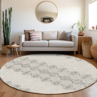 Piper Looms Mayfield Southwest AMF970 Gray Machine Washable Area Rug Round Lifestyle Image Feature