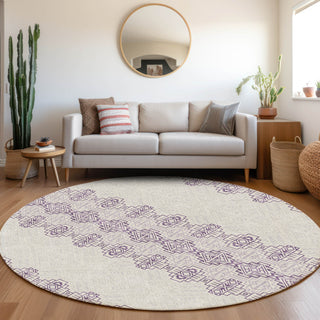 Piper Looms Mayfield Southwest AMF970 Purple Machine Washable Area Rug Round Lifestyle Image Feature