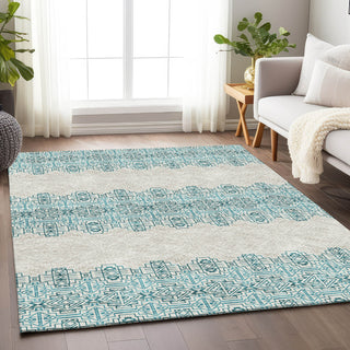 Piper Looms Mayfield Southwest AMF970 Teal Machine Washable Area Rug Lifestyle Image Feature